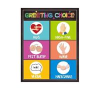 EKFBQBGW Classroom Greetings Choice Board Poster, Back to School Rules & Social Emotional Learning SEL Decor for Teachers Framed,12x18inch(30x45cm)