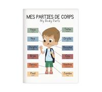 EKFBQBGW Classroom Wall Decor French English Body Parts Poster Bilingual Learning Chart for Homeschool Language Educational Art Unframed,12x18inch(30x45cm)