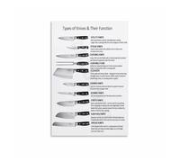 EKFBQBGW Cooking Blades Infographic Poster - Visual Guide to Essential Knives, Modern Canvas Wall Art for Foodie’s Kitchen & Dining Room Unframed,16x24inch(40x60cm)