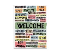EKFBQBGW Diversity and Inclusion Poster Welcome in Many Languages Wall-Art for Office School Classroom Multicultural Decor(Framed,16x24inch(40x60cm))