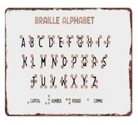 EKFBQBGW Educational Braille Metal Sign Blind Reading Reference Wall Decor for School Sensory Room Home Study Aluminum 8 X 12 in