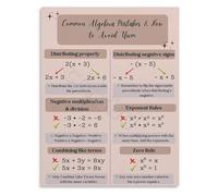 EKFBQBGW Educational Math Poster Common Algebra Mistakes to Avoid Study Guide Canvas Wall-Art for Students Bedroom Home Office Decor Unframed,16x24inch(40x60cm)