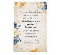 EKFBQBGW Encouragement Gift - Floral Deuteronomy 31:8 Wall Art on Canvas, Uplifting Scripture Print for Graduation, New Home, or Spiritual Encouragement Unframed,08x12inch(20x30cm)