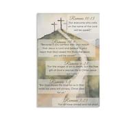EKFBQBGW Family Bedroom Decor Canvas Wall-Art Romans Road to Salvation Bible Verses Christian Scripture Art Print Framed,16x24inch(40x60cm)