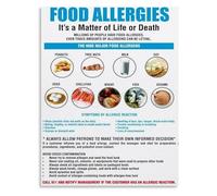 EKFBQBGW Food Allergy Poster Allergens Information Chart Canvas Wall-Art for Restaurant Kitchen and School Cafeteria Decor Framed,08x12inch(20x30cm)