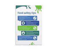 EKFBQBGW Food Handling Chart Poster 5 Essential Sanitation Steps for Kitchen Compliance Wall-Art Canvas Print Framed,16X24inch(40X60cm)