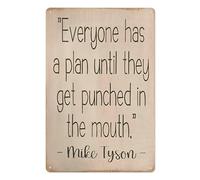 EKFBQBGW Funny Metal Tin Sign Everyone Has a Plan Until Reality Hits Humorous Quote Wall Decor for Office Gym Man Cave 8 X 12 inch