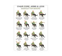 EKFBQBGW Gentle Full Body Workout Poster Chair Based Exercises for Core Arms Legs Low Impact Training Chart Canvas Wall-Art for Living Room Decor Framed,12x18inch(30x45cm)