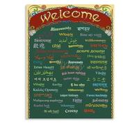 EKFBQBGW Hello Around The World Print Multilingual Welcome Wall-Art For Language School Home Office Playroom Decor Unframed,16x24inch(40x60cm)