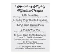 EKFBQBGW Highly Effective Habits Inspirational Poster Collection - Canvas Art on Leadership, Success & Self-Improvement Unframed,08x12inch(20x30cm)