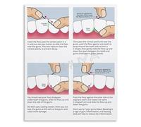 EKFBQBGW How to Floss Teeth Properly Step by Step Guide Care Poster Wall-Art for Bathroom Clinic Oral Hygiene Unframed,08x12inch(20x30cm)