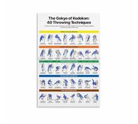 EKFBQBGW Judo Training Poster: Essential Throws and Techniques Chart, Motivational Canvas Wall Art for Athletes, Dojo, Locker Room, Study Unframed,16x24inch(40x60cm)