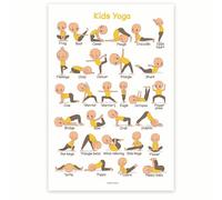 EKFBQBGW Kids Yoga Poses Chart - Educational Yoga Poster for Children with Step-by-Step Illustrations | Ideal for Preschool, Elementary School & Children's Yoga Classes(Framed,08x12inch(20x30cm))