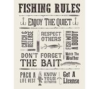 EKFBQBGW Lake House Wall Decor - Hand-Drawn Fish Art Print, Ideal for Cabin, Den, or as a Unique Birthday Gift for Men & Outdoor Enthusiasts(Unframed,12x18inch(30x45cm))