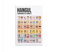 EKFBQBGW Learn Hangul Poster, Korean Consonants and Vowels Educational Chart, Classroom Homeschool Decor Unframed,08x12inch(20x30cm)