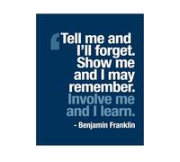 EKFBQBGW Learning Through Experience Quote Art - Motivational Poster for Training Room, Workshop, or as a Gift for Coaches and Educators Framed,12x18inch(30x45cm)