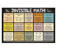 EKFBQBGW Middle School Math Decor - Invisible Math Posters Bulletin Board Set with Essential Math Concepts for Algebra 1 and Geometry Classroom Framed,16x24inch(40x60cm)