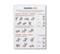 EKFBQBGW Modern Dog Owner Guide Poster Canine Communication Body Language Chart Canvas Wall-Art for Living Room Study Framed,08X12inch(20X30cm)