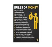 EKFBQBGW Money Rules Poster Financial Independence Guide Wealth Building Principles Money Management Tips Pay Yourself First Live Below Your Means Canvas Wall-Art for Office Library Decor