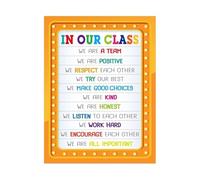 EKFBQBGW Motivational Classroom Rules Canvas Print Expectations Posters for Elementary Middle School Teacher Resources Framed,08x12inch(20x30cm)