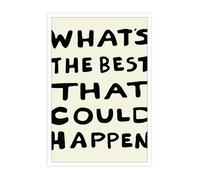 EKFBQBGW Motivational Quote Canvas Wall Art - What's The Best That Could Happen in Trendy Black Typography for Modern Home Office and Dorm Decor Framed,12x18inch(30x45cm)