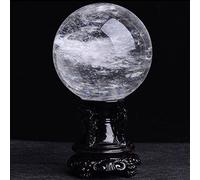 EKFBQBGW Natural White Clear Quartz Crystal Ball Ball Gemstone Sphere Divination Stone Sculpture Home Decor Prosperous Love Invite Wealth + Base,5.9 Home Collections (Size : 3.9"(10cm))
