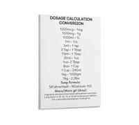 EKFBQBGW Nursing Student Dosage Calculations Conversions Poster Medication Math Reference Guide Canvas Wall-Art for Nursing School Dorm Room Home Office Decor Unframed,12X18inch(30X45cm)