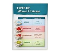 EKFBQBGW Patient Care Nursing Poster Wound Terminology and Drainage Types Educational Canvas Wall-Art for Education Classroom Decor Framed,08x12inch(20x30cm)