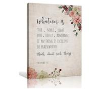 EKFBQBGW Philippians 4 8 Poster, Whatever Is True Vintage Wall Art, Large Canvas Print with Bible Verse, Christian Inspirational Decor for Bedroom, Living Room Unframed,12x18inch(30x45cm)