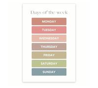 EKFBQBGW Preschool Calendar Poster - Days of the Week Wall Chart - Early Learning Resource for Classroom, Homeschool, Nursery EKFBQBGW(Framed,08x12inch(20x30cm))