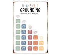 EKFBQBGW Sensory Grounding Metal Sign Five Four Three Two One Coping Strategy Visual Guide for Room Waiting Area Quiet Space Home Decor 8 X 12 inch
