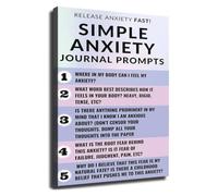 EKFBQBGW Simple Anxiety Journal Prompts For Daily Use Canvas Poster Print Wall-Art For Bedroom Office Decor(Framed,16x24inch(40x60cm))