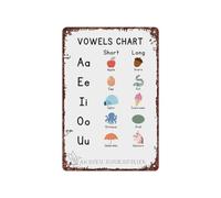 EKFBQBGW Spelling Help Vowel Metal Sign Vowel Teams Digraphs Long Short Sound Reference for Writing Practice Homework Station Desk Area Art 8 X 12 inch