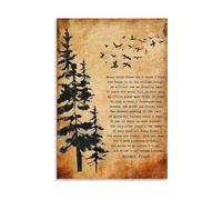EKFBQBGW Stopping By Woods On A Snowy Evening Robert Frost Poem Quote Canvas Print Wall-Art For Study Room Framed,16X24inch(40X60cm)