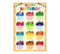 EKFBQBGW Student Birthday Display for Classroom Decor - Adorable Cupcake Theme Calendar, Teacher Must Have for Building Classroom Community, Gift for Educators EKFBQBGW(Unframed,08x12inch(20x30cm))