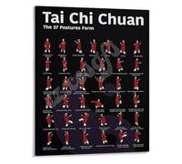 EKFBQBGW Taijiquan 37 Form Poster Complete Movement Chart for Tai Chi Practitioners and Students Canvas Print Unframed,08x12inch(20x30cm)
