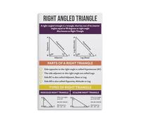 EKFBQBGW Trigonometry and Geometry Poster Right Triangle Formulas Canvas Wall-Art for Calculus Student Physics Classroom Decor(Framed,16x24inch(40x60cm))
