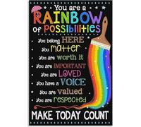 EKFBQBGW Uplifting You Are A Rainbow Of Possibilities School Metal Sign Distressed Finish For Teachers Lounge Faculty Room Staff Break Area 8 X 12 inch