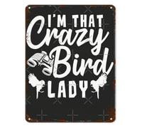 EKFBQBGW Vintage Style Tin Decor I Am That Crazy Bird Lady Boho Vibe for Bathroom Wall-Art Coffee Shop Bookstore 8 X 12 in