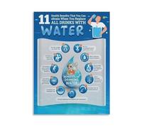 EKFBQBGW Wellness Motivational Poster Drink More Water Hydration Reminder Canvas Wall-Art For Workplace Gym Decor Framed,16x24inch(40x60cm)