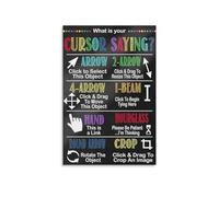 EKFBQBGW What Is Your Cursor Poster, Computer Parts STEM Education Chart, Keyboard & Coding Wall Art for Classroom Lab Framed,12x18inch(30x45cm)