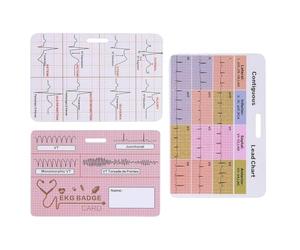 EKG Badge Card - PVC Material Construction, 9 cm High, 6 cm Wide Format, Three Piece Set | ECG Lab Value Reference for ER ICU Telemetry RN Clinical Monitoring