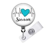 EKG Heart ID Badge Reel Holder -Extends to 34 inches - Personalized Name Gift for Nurse, Doctors, Student - You Fully Customize