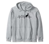 EKG Heartbeat Pulse Heart Sphynx for Sphinx Cat Owners Zip Hoodie