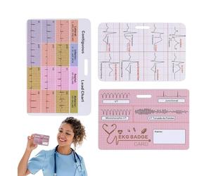 EKG Interpretation Chart - Portable Cardiology Reference Tool, Pocket Study Aid | 3x ECG Cardiac Study Guide Lab Value, Clinical ECG Flash Chart for Nursing Students, Technicians,