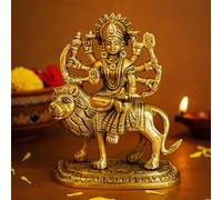 Ekhasa 100% Pure Brass Durga Maa Idol (Size: 14 cm) | Durga MATA Murti for Home Decor & Puja Room | MATA Rani for Office Desk | Maa Durga for Gift | Sherawali Murti