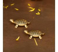 EKHASA 100% Pure Brass Feng Shui Tortoise for Good Luck (Small Size) | Vastu Items for Home for Good Luck | Good Luck Items for Home Decor Gifts | Best Gift Items for Career and Good Luck (Set of 2)