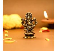Ekhasa 100% Pure Brass Ganesha Idol (Size: 5.5 cm) | Pital Ganesh Murti for Pooja Room, Home Decor, Office Desk and Car Dashboard | Vinayagar Statue for Diwali Puja