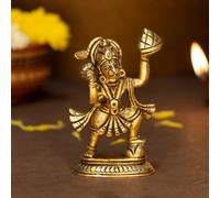 Ekhasa 100% Pure Brass Hanuman Ji Murti for Home Puja (Size: 8.4 cm) | Lord Hanuman Idol for Desk, Car and Home Decor | Balaji Idol | Bajrangbali Murti | Bahubali Hanuman Idol