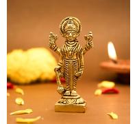 Ekhasa 100% Pure Brass Lord Vishnu Idol | Vishnu Bhagwan Murti for Car Dashboard, Pooja Room, Home Decor & Office Desk | Laxmi Narayan Vishnu Standing Idol | Narayan Statue for Gifting